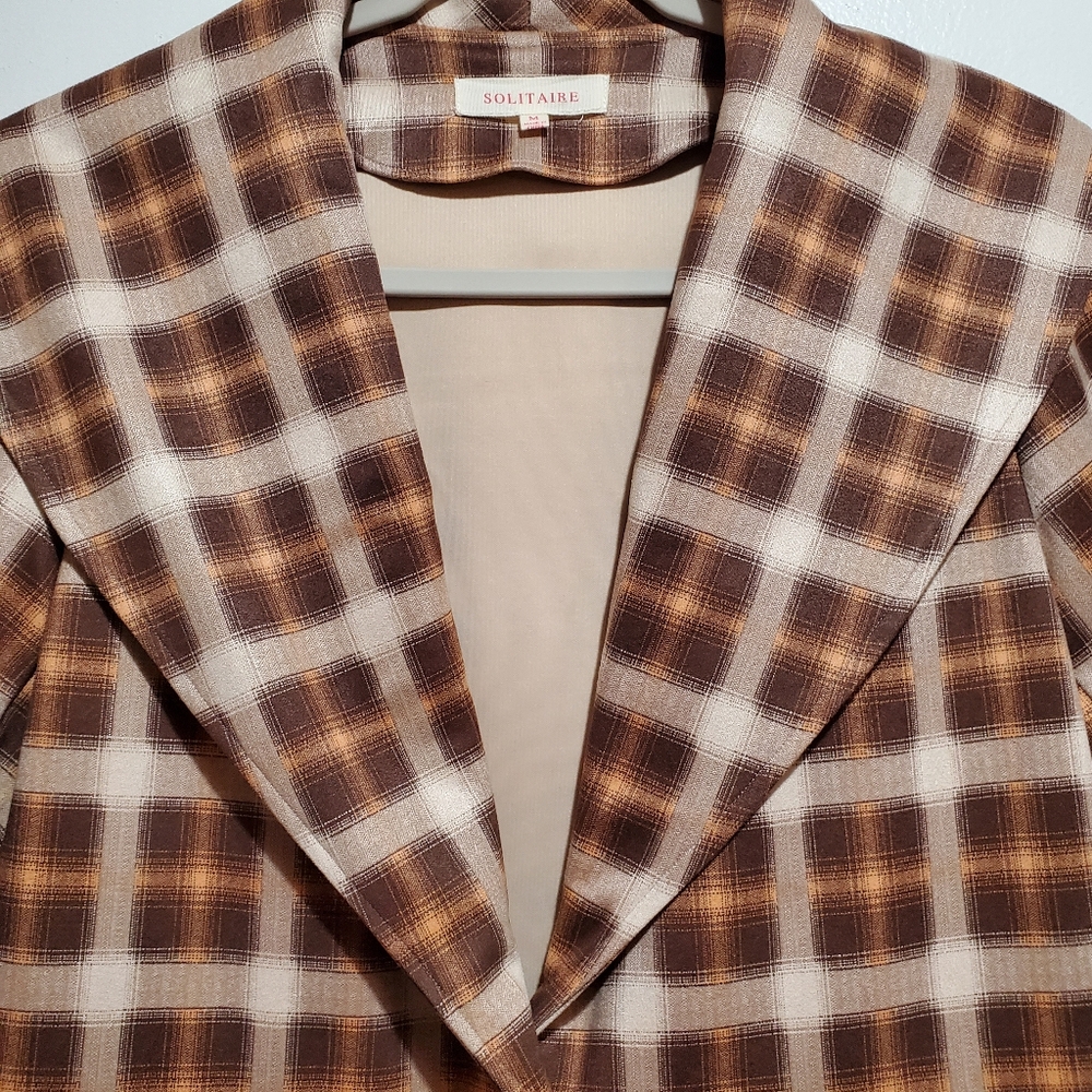 Solitaire Plaid Toggle Closure Polyester Fall Jacket Size M Y2K - Picture 3 of 13